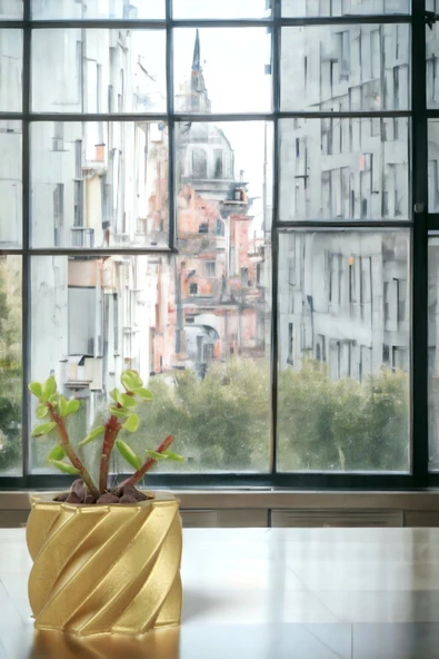 Viselia Kaktüs Saksısı Sukulent El Yapımı Saksı Balkon Çiçek Saksısı Ev Saksısı Saksı Model 9 Altın - Resim 5