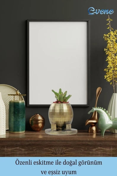 Evene Saksı Çiçek Kaktüs Saksısı Lüx 17 Cm Altın Eskitme Varak Boyalı Yuvarlak Ayaklı Saksı 2'li Çiçeklik - Resim 8