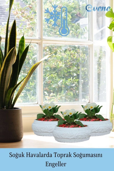 Evene Saksı Büyük Saksı Çiçek Saksısı Büyük Boy Saksı Salon Saksısı Model 5 Beyaz Saksı - Resim 5