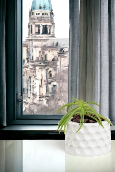 Viselia Kaktüs Saksısı Sukulent El Yapımı Saksı Balkon Çiçek Saksısı Ev Saksısı Saksı Model 12 Beyaz - Resim 5