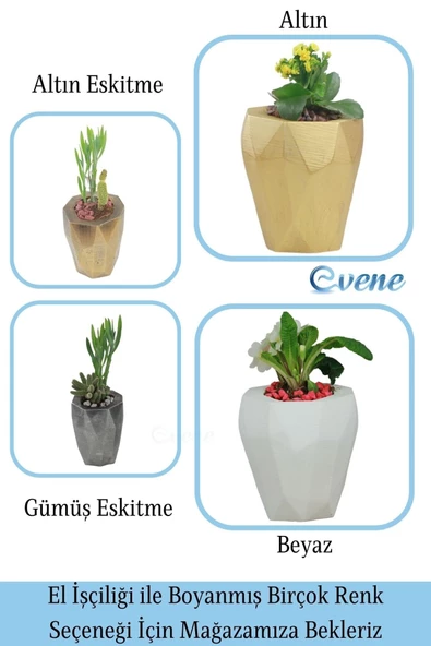 Evene Saksı Büyük Saksı Çiçek Saksısı Büyük Boy Saksı Salon Saksısı Model 9 Beyaz Saksı - Resim 7