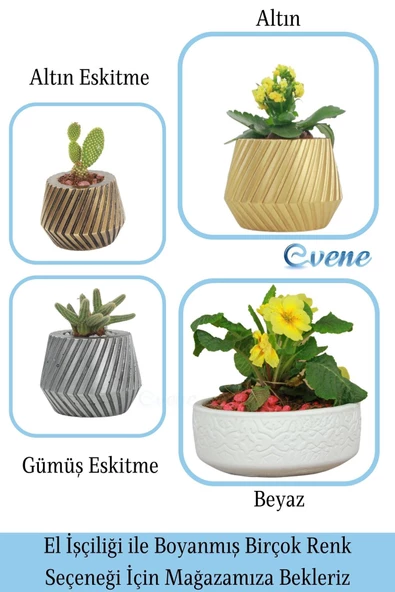 Evene Saksı Büyük Saksı Çiçek Saksısı Büyük Boy Saksı Salon Saksısı Model 2 Beyaz Saksı - Resim 7