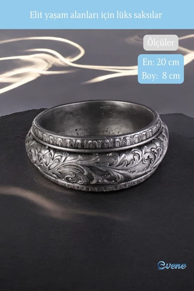 Evene Saksı Büyük Saksı Çiçek Saksısı Büyük Boy Saksı Salon Saksısı Model 5 Gümüş Eskitme Saksı - Resim 2