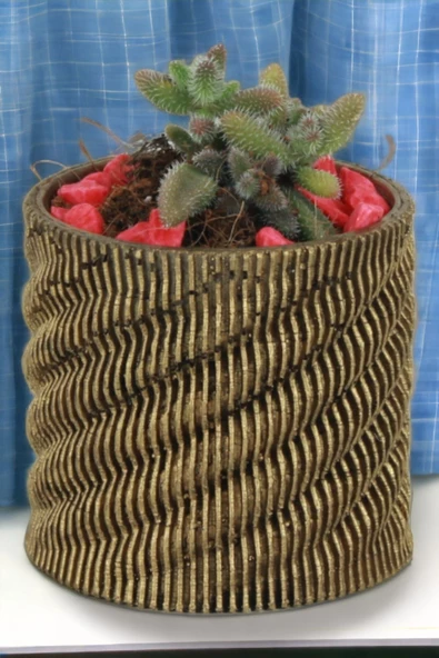 Kaktüs Saksı Dünyası El Yapımı Saksı Altın Eskitme Dekoratif Saksı Küçük Boy Model 39 ürün görseli 1