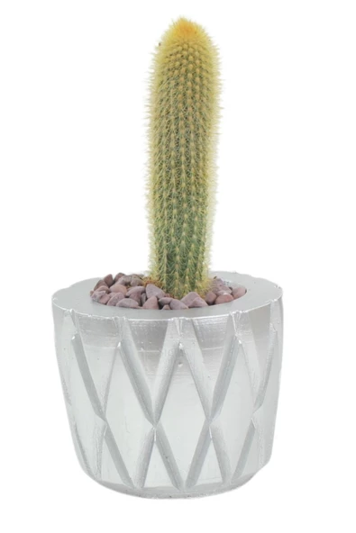 Stein Kohle Çiçek Saksısı Büyük Boy 1 Adet Gümüş Renk Uygulamalı Baklava Model ürün görseli 1