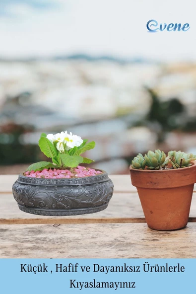 Evene Saksı Büyük Saksı Çiçek Saksısı Büyük Boy Saksı Salon Saksısı Model 5 Siyah Saksı - Resim 3