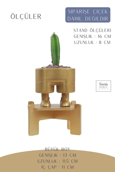 Stein Kohle Ayaklı Saksı Ahşap Büyük Boy 1 Adet Altın Renk Uygulamalı Pantolon Model - 2