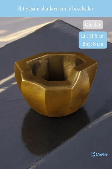 Evene Saksı Büyük Saksı Çiçek Saksısı Büyük Boy Saksı Salon Saksısı Model 10 Altın Eskitme Saksı - Resim 2