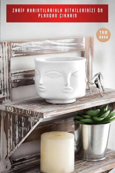 tambana Dekoratif Sukulent Saksısı Küçük Mini Beton Saksı Beyaz Model 29 - Resim 2