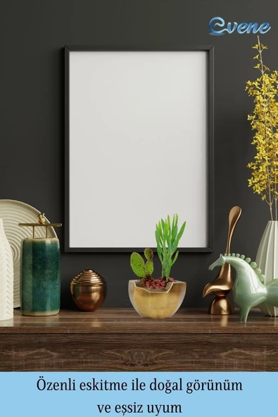 Evene Saksı Çiçek Kaktüs Saksısı Lüx 15 Cm Altın Eskitme Varak Boyalı Önü Açık Desenli 3'lü Set Çiçeklik - 8