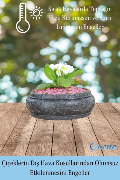 Evene Saksı Büyük Saksı Çiçek Saksısı Büyük Boy Saksı Salon Saksısı Model 5 Siyah Saksı - Resim 4