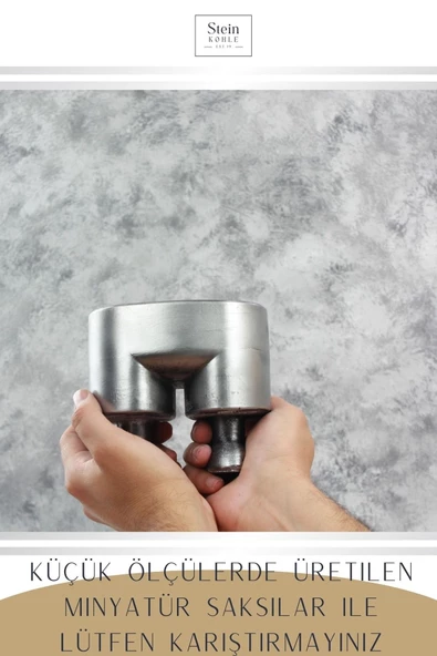 Stein Kohle Çiçek Saksısı Dekoratif Kaktüs Saksı 1 Adet Gümüş Renk Eskitme Uygulamalı Pantolon Model - 3