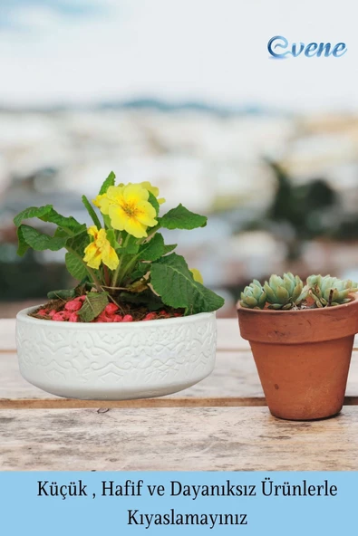 Evene Saksı Büyük Saksı Çiçek Saksısı Büyük Boy Saksı Salon Saksısı Model 2 Beyaz Saksı - Resim 3