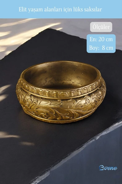 Evene Saksı Büyük Saksı Çiçek Saksısı Büyük Boy Saksı Salon Saksısı Model 5 Altın Eskitme Saksı - Resim 2