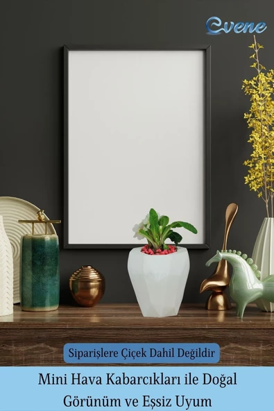 Evene Saksı Büyük Saksı Çiçek Saksısı Büyük Boy Saksı Salon Saksısı Model 9 Beyaz Saksı - Resim 6