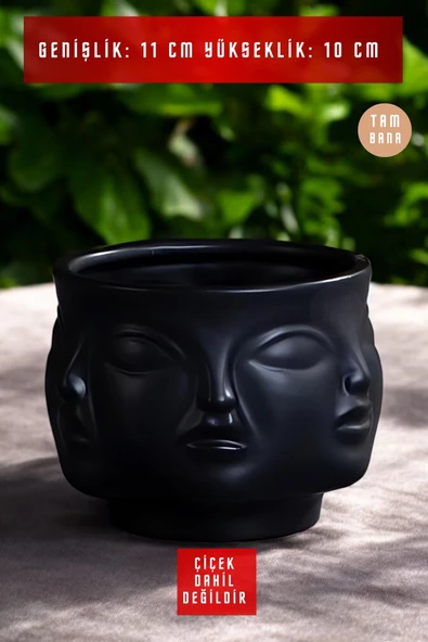 tambana Dekoratif Sukulent Saksısı Küçük Mini Beton Saksı Siyah Model 16 - Resim 3