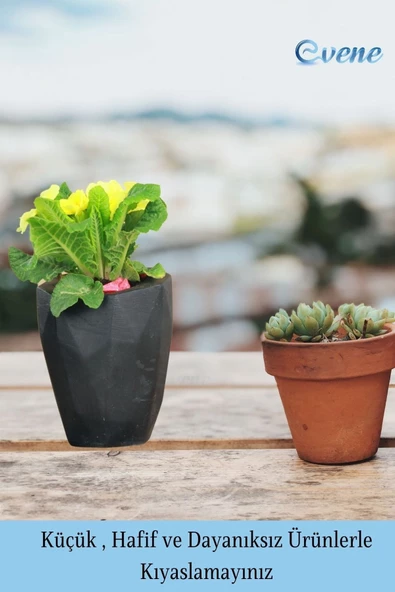 Evene Saksı Büyük Saksı Çiçek Saksısı Büyük Boy Saksı Salon Saksısı Model 9 Siyah Saksı - Resim 3