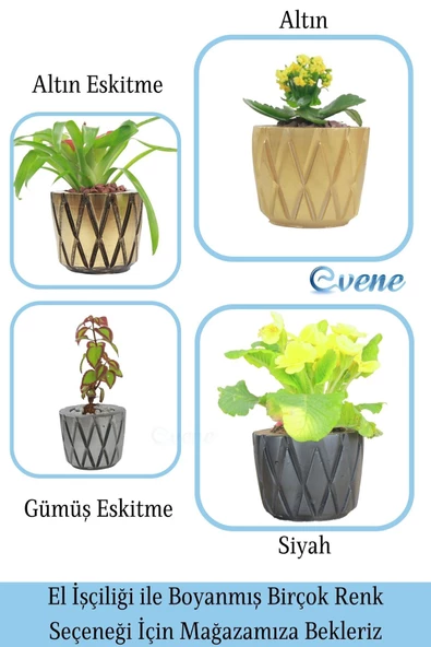 Evene Saksı Büyük Saksı Çiçek Saksısı Büyük Boy Saksı Salon Saksısı Model 7 Siyah Saksı - Resim 7