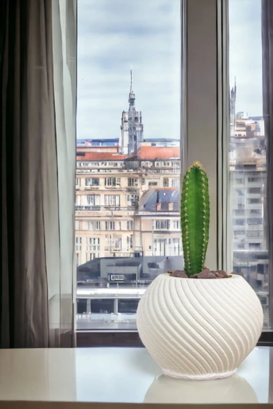 Viselia Kaktüs Saksısı Sukulent El Yapımı Saksı Balkon Çiçek Saksısı Ev Saksısı Saksı Model 1 Beyaz - Resim 5