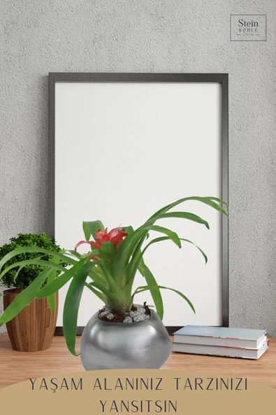 Stein Kohle Çiçek Saksısı Büyük Boy 3 Adet Gümüş Renk Eskitme Uygulamalı Spiral Oval Model - Resim 4