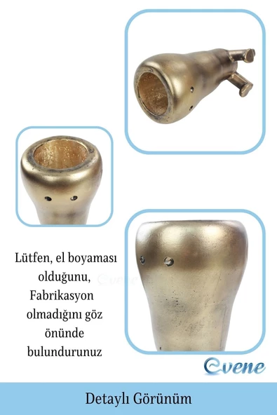 Evene Saksı Çiçek Kaktüs Saksısı Lüx 13,5 Cm Altın Eskitme Varak Boyalı Havuç Desenli 2'li Set Çiçeklik - 3