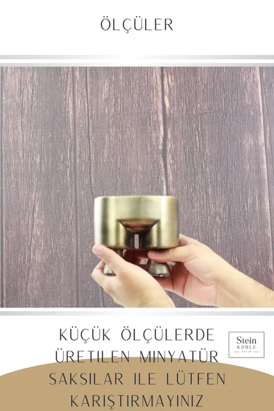 Stein Kohle Çiçek Saksısı Büyük Boy 3 Adet Altın Renk Eskitme Uygulamalı Pantolon Model - 3