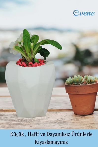 Evene Saksı Büyük Saksı Çiçek Saksısı Büyük Boy Saksı Salon Saksısı Model 9 Beyaz Saksı - Resim 3