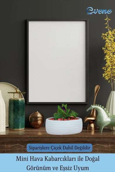 Evene Saksı Büyük Saksı Çiçek Saksısı Büyük Boy Saksı Salon Saksısı Model 4 Beyaz Saksı - Resim 6