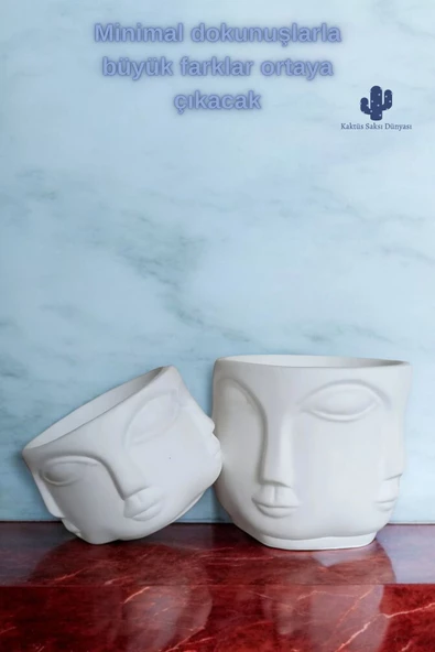 Kaktüs Saksı Dünyası Adler Havelka Saksı 2 Li Saksı Seti Buda Saksı Dekoratif Boyasız Havelka Saksı - Resim 4