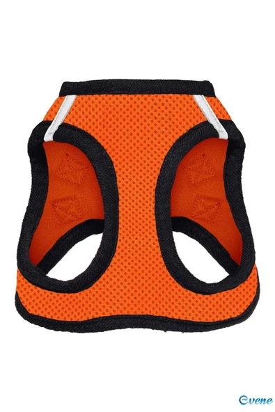 Evene Turuncu Göğüs Boyun Tasma Seti Sevk Kayışlı Terletmeyen Nefes Alan Kumaş Reflektörlü Kedi Tasması S ürün görseli 1
