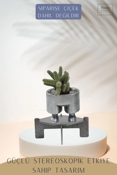 Stein Kohle Ayaklı Saksı Ahşap Büyük Boy 1 Adet Gümüş Renk Eskitme Uygulamalı Pantolon Model - 4