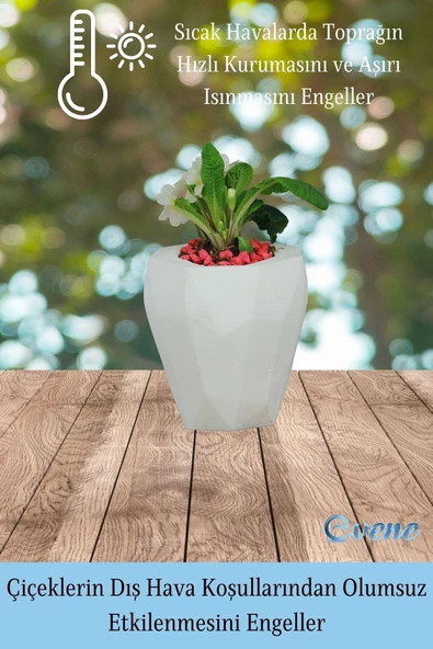 Evene Saksı Büyük Saksı Çiçek Saksısı Büyük Boy Saksı Salon Saksısı Model 9 Beyaz Saksı - Resim 4