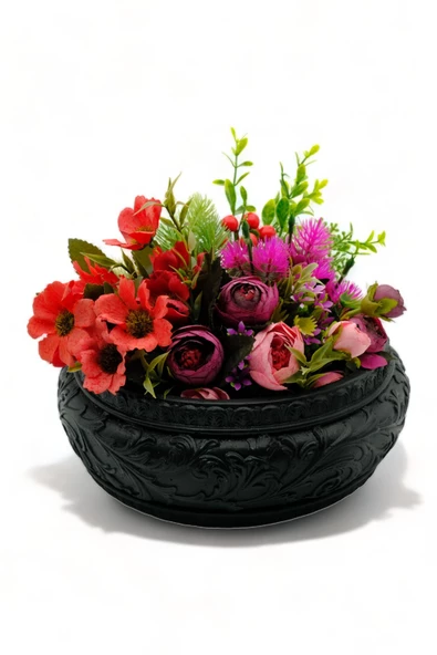 Evene Saksı Büyük Saksı Çiçek Saksısı Büyük Boy Saksı Salon Saksısı Model 5 Siyah Saksı ürün görseli 1