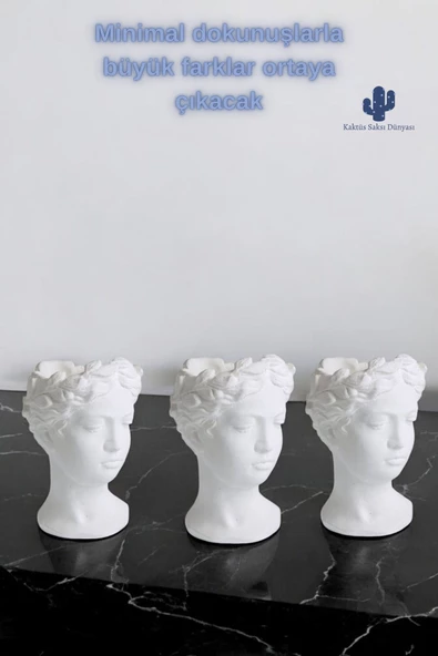 Kaktüs Saksı Dünyası Helen 3 Lü Dekoratif Mini Saksı 10 Cm Helen Biblo - 3