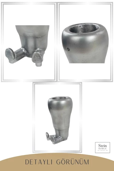 Stein Kohle Çiçek Saksısı Dekoratif Kaktüs Saksı 1 Adet Gümüş Renk Eskitme Uygulamalı Havuç Model - Resim 5