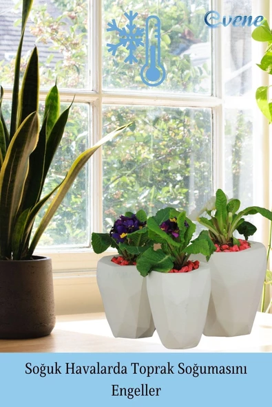 Evene Saksı Büyük Saksı Çiçek Saksısı Büyük Boy Saksı Salon Saksısı Model 9 Beyaz Saksı - Resim 5