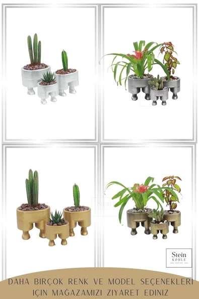 Stein Kohle Ayaklı Saksı Ahşap Büyük Boy 1 Adet Altın Renk Uygulamalı Pantolon Model - 5