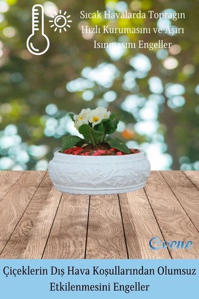 Evene Saksı Büyük Saksı Çiçek Saksısı Büyük Boy Saksı Salon Saksısı Model 5 Beyaz Saksı - Resim 2