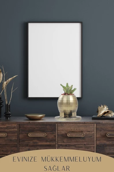 Stein Kohle Çiçek Saksısı Büyük Boy 2 Adet Altın Renk Eskitme Uygulamalı Ayaklı Yuvarlak Model - Resim 6