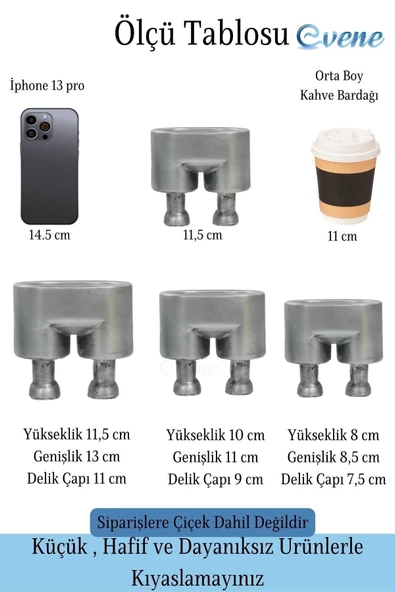 Evene Saksı Çiçek Kaktüs Saksısı Lüx 13 Cm Gümüş Eskitme Varak Boyalı Pantolon Desenli 3'lü Set Çiçeklik - 2