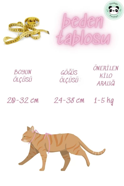 Pandogo Kedi Gezdirme Tasması Sevk Kayışlı Siyah - Resim 4