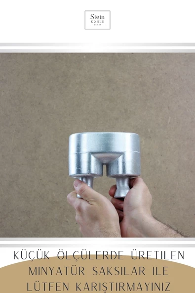 Stein Kohle Çiçek Saksısı Büyük Boy 1 Adet Gümüş Renk Uygulamalı Pantolon Model - 3