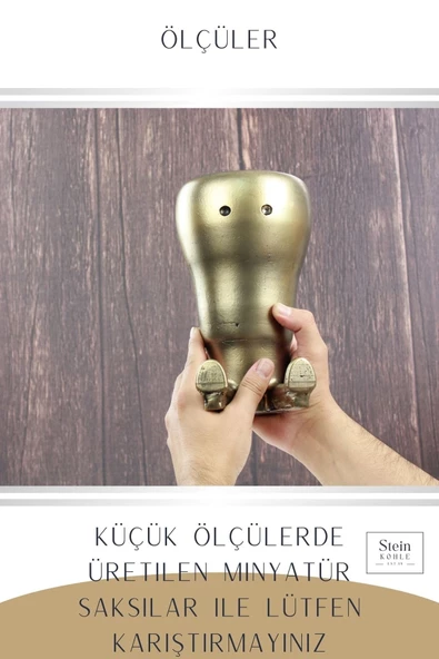 Stein Kohle Çiçek Saksısı Büyük Boy 2 Adet Altın Renk Eskitme Uygulamalı Havuç Model - 3