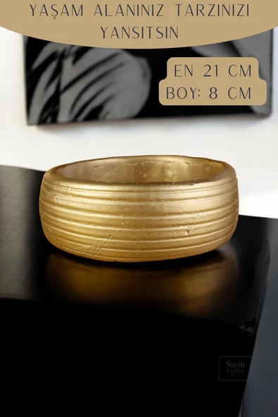 Stein Kohle Çiçek Saksısı Dekoratif Kaktüs Saksı 1 Adet Altın Renk Uygulamalı Model 4 - Resim 2