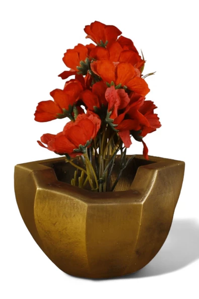 Evene Saksı Büyük Saksı Çiçek Saksısı Büyük Boy Saksı Salon Saksısı Model 10 Altın Eskitme Saksı ürün görseli 1