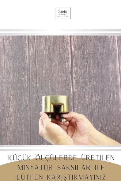 Stein Kohle Çiçek Saksısı Dekoratif Kaktüs Saksı 1 Adet Altın Renk Eskitme Uygulamalı Pantolon Model - 3