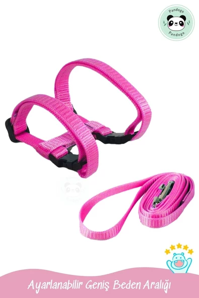 Pandogo Kedi Köpek Tasması Ayarlanabilir Bedenli Kaçış Önleyici Tasarım Sevk Kayışlı Model Pembe Dubai - Resim 7