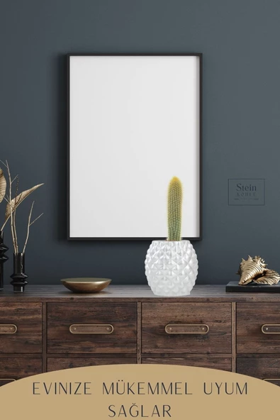 Stein Kohle Çiçek Saksısı Büyük Boy 2 Adet Gümüş Renk Uygulamalı Ananas Model - Resim 6