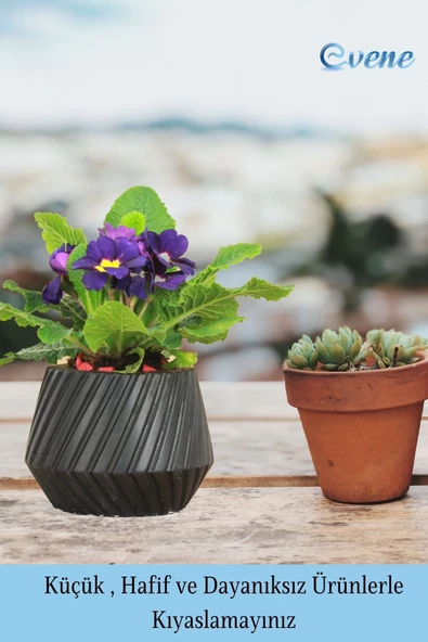 Evene Saksı Büyük Saksı Çiçek Saksısı Büyük Boy Saksı Salon Saksısı Model 6 Siyah Saksı - Resim 3