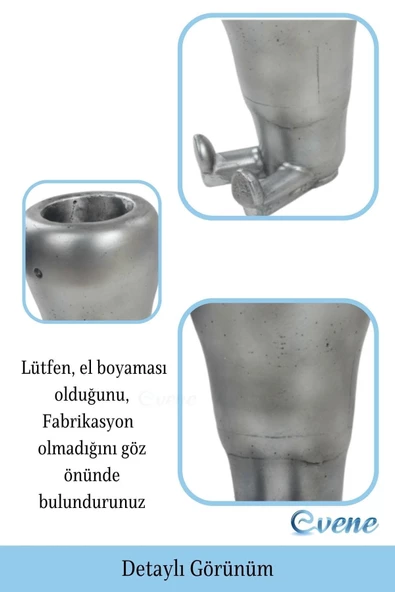 Evene Saksı Çiçek Kaktüs Saksısı Lüx 13,5 Cm Gümüş Eskitme Varak Boyalı Havuç Desenli 2'li Set Çiçeklik - Resim 3